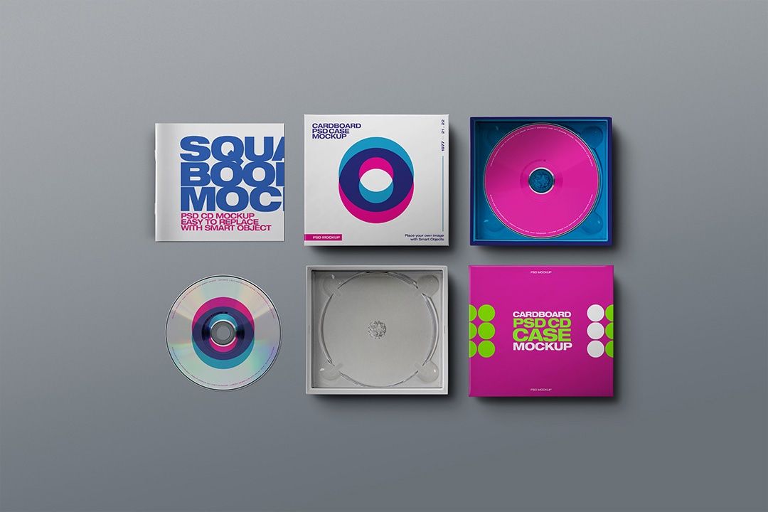 CD Case Mockup - Cardboard Packaging & Booklet (7 Objects) — image 1