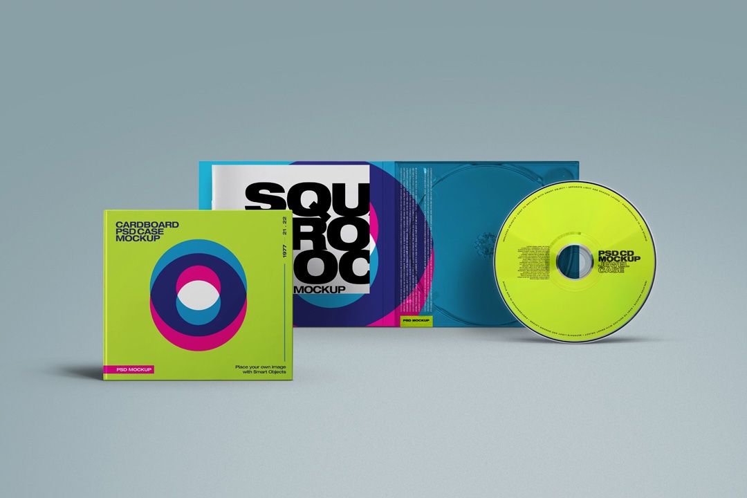CD Case Mockup - Cardboard Packaging & Disc Set (5 Objects) — image 1