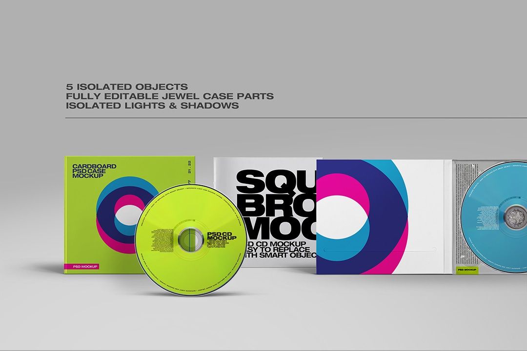 CD Case Mockup - Cardboard Packaging & Disc Set (5 Objects) — image 2