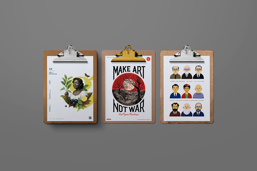 Clipboard Mockup Set - A4 Paper Layout (6 Objects) — image 1