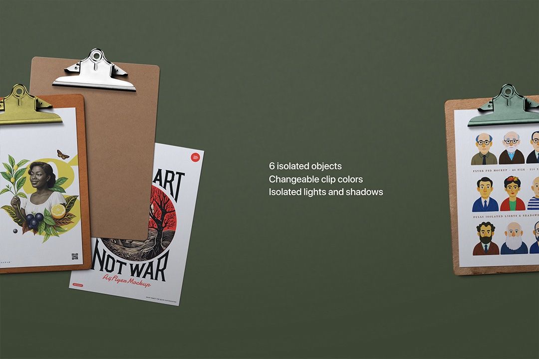 Clipboard Mockup Set - A4 Paper Layout (6 Objects) — image 2
