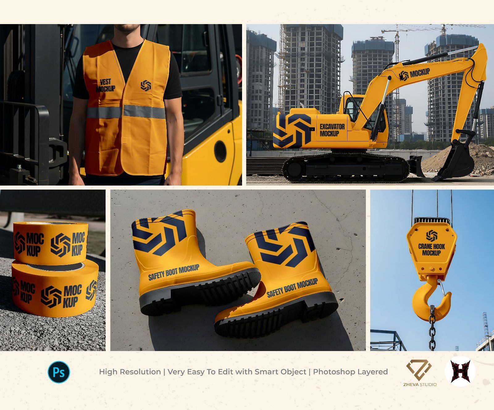 Premium Yellow Construction Site Mockup — image 1