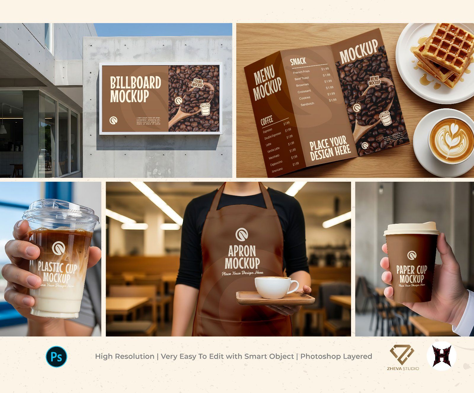 Premium Branding Cozy Black Coffee Shop Mockup — image 1