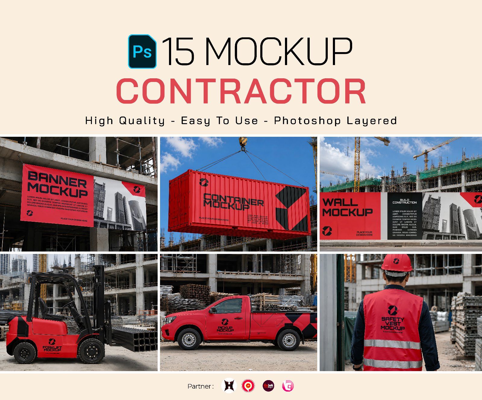 Premium Branding Red Constractor Mockup — image 1