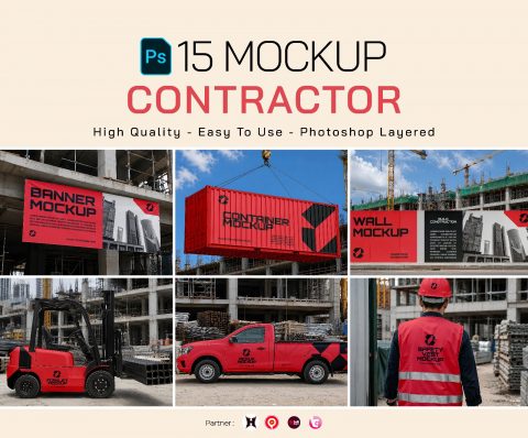 Premium Branding Red Constractor Mockup