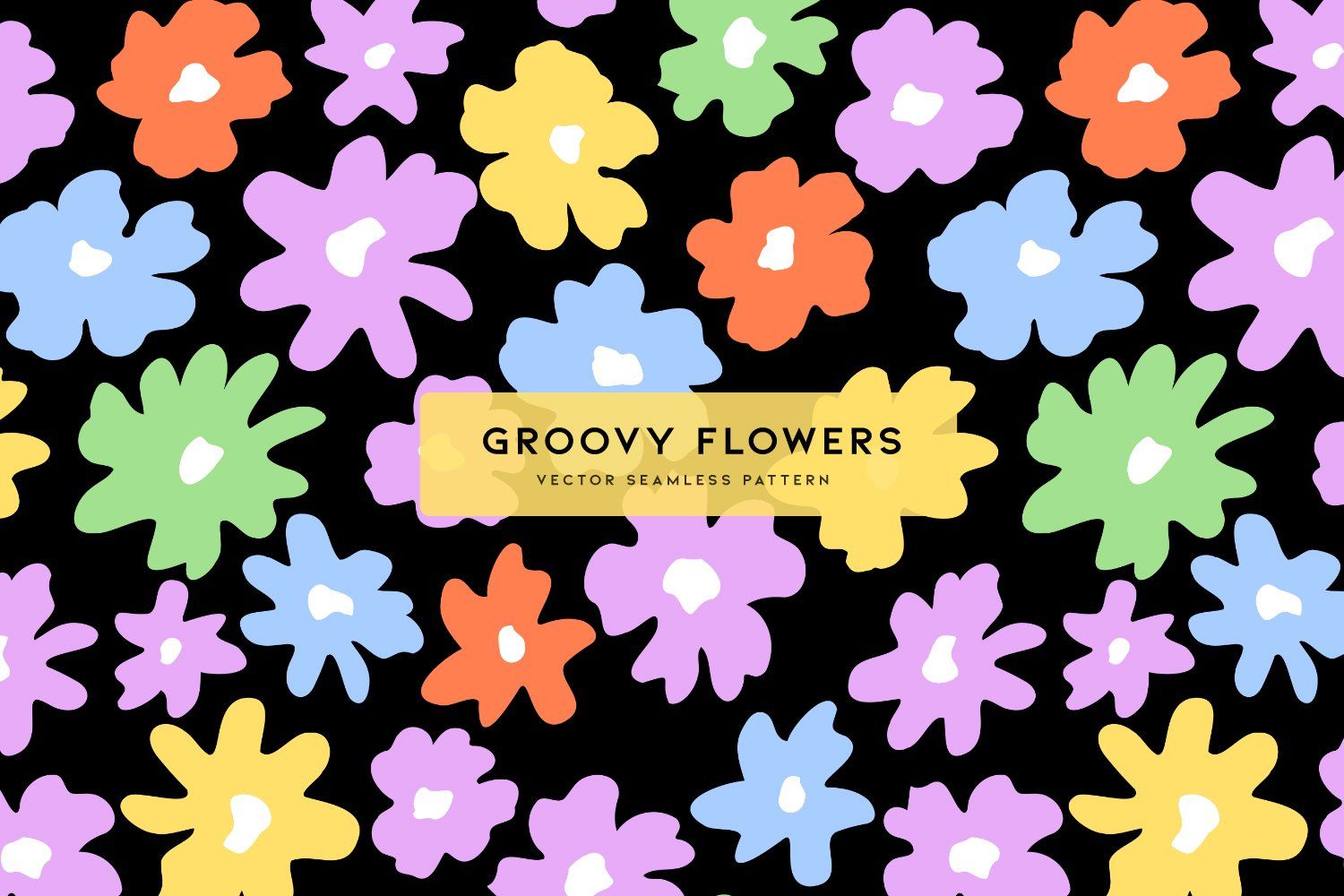 Groovy Flowers Seamless Pattern — image 1