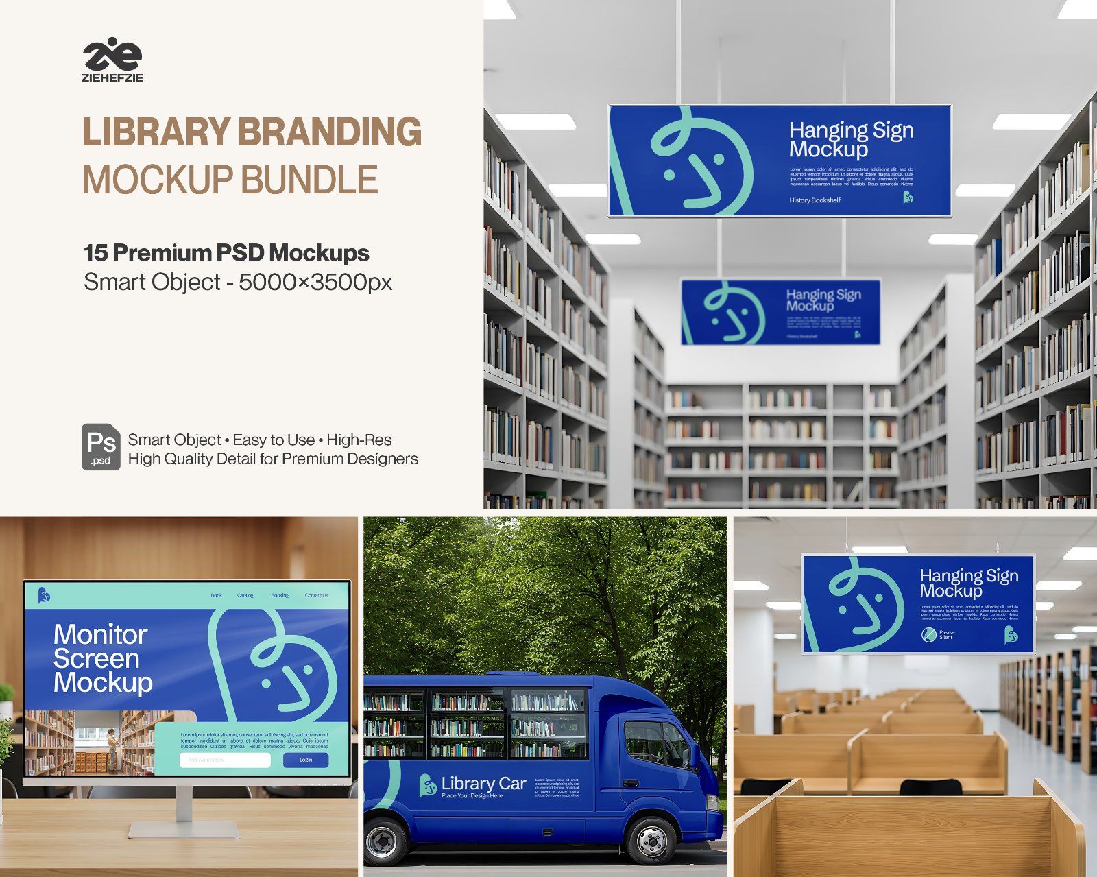 Premium Library Branding Mockup Bundle PSD – School or University Branding — image 1
