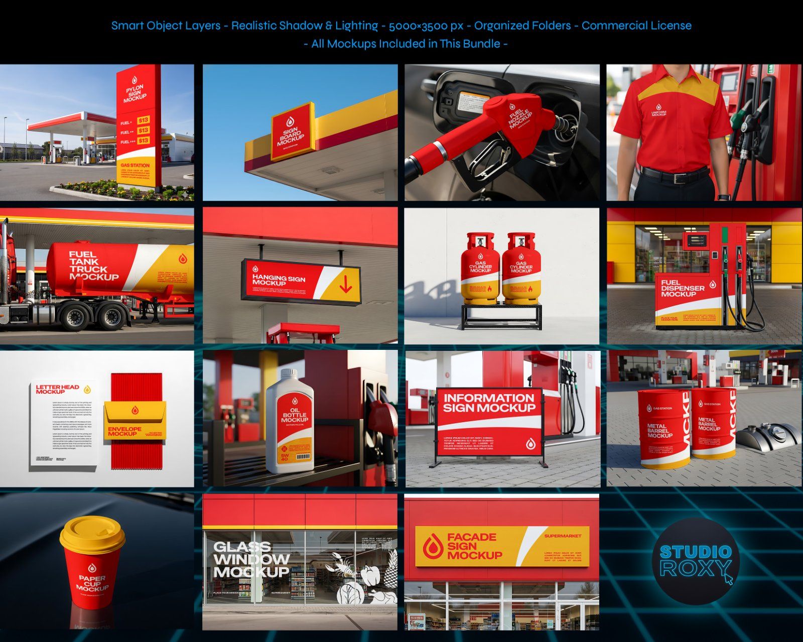Premium Gas Station & Fuel Station Branding Mockup Bundle – 15 High-Res PSD Scenes for Energy Identi — image 2