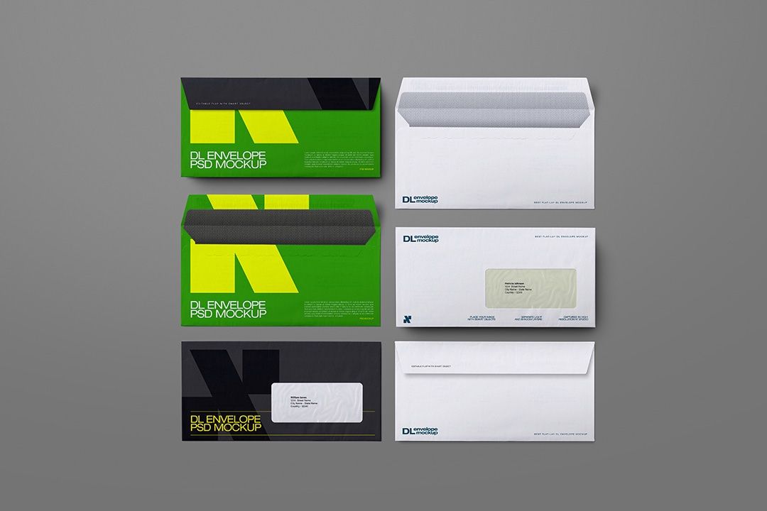 DL Envelope Mockup – Window Set (6 Objects) — image 1