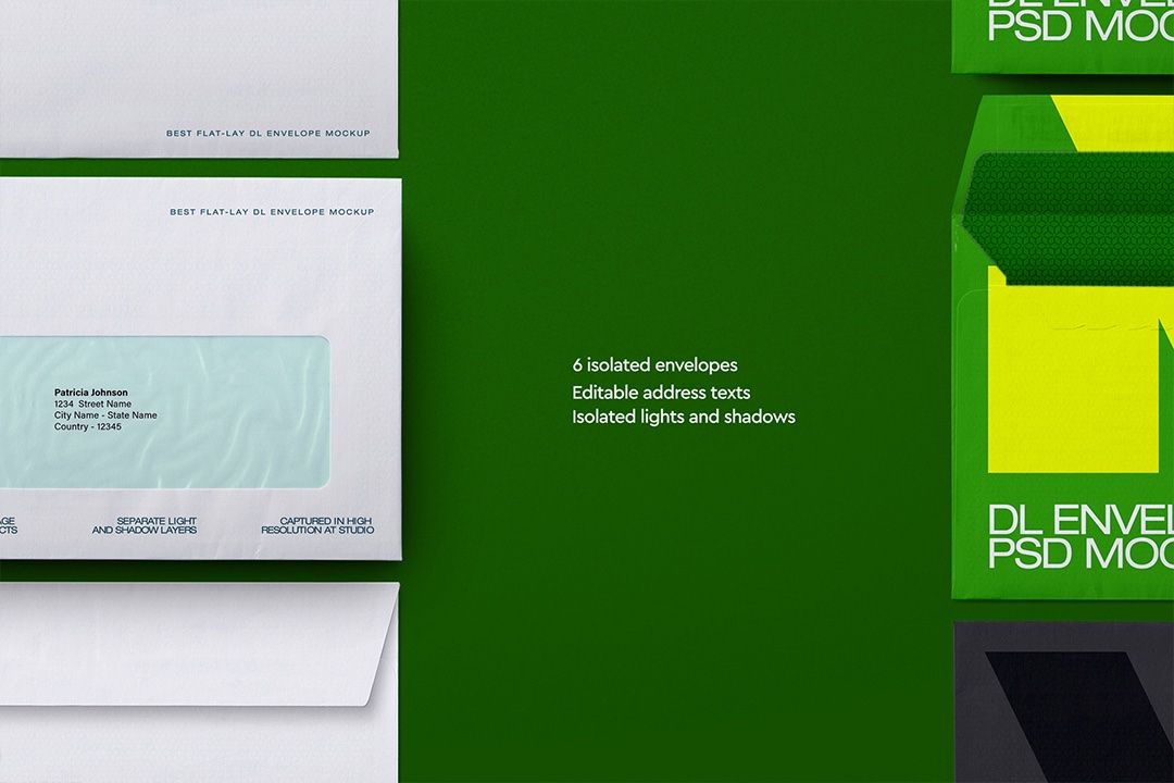 DL Envelope Mockup – Window Set (6 Objects) — image 2