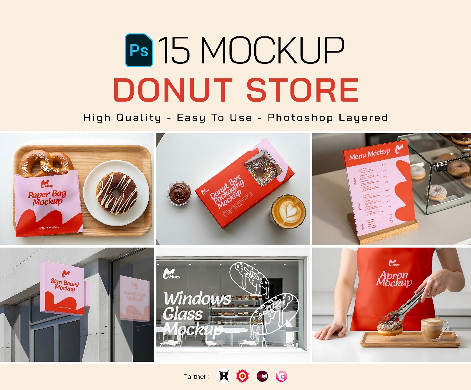 Premium Branding Pink Donut Store Mockup — image 1