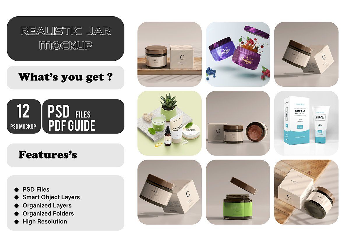 Cosmetics frosted jarpsd mockup — image 1