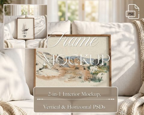 Neutral Frame Mockup PSD – 2-in-1 Interior Mockup