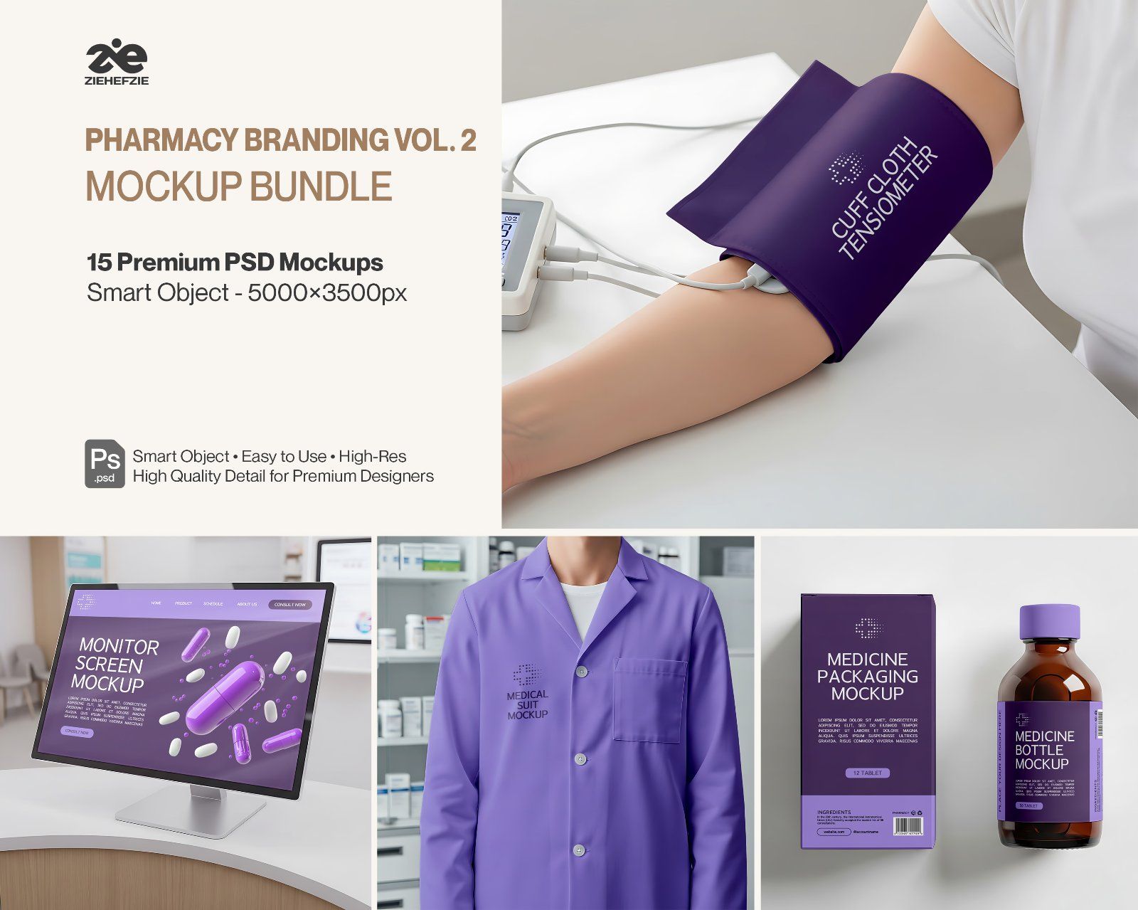 Pharmacy Branding Mockup Bundle Vol. 2 – Medical & Healthcare PSD Mockups — image 1