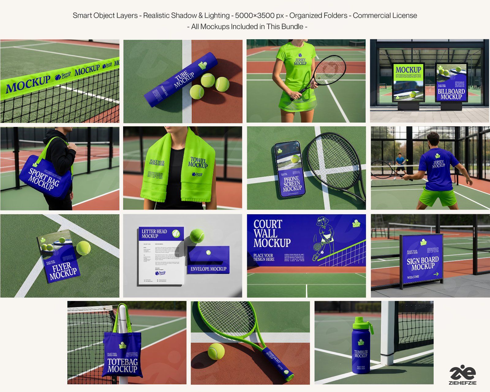 Pro Tennis Court Branding Mockup Bundle – 15 Premium PSD Scenes for Sportswear & Athletic Identity — image 2