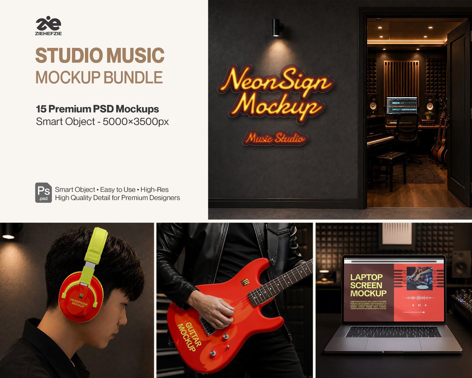 Premium Music Studio Branding Mockup Bundle – 15 Premium PSD Scenes for Audio & Record Label Identit — image 1