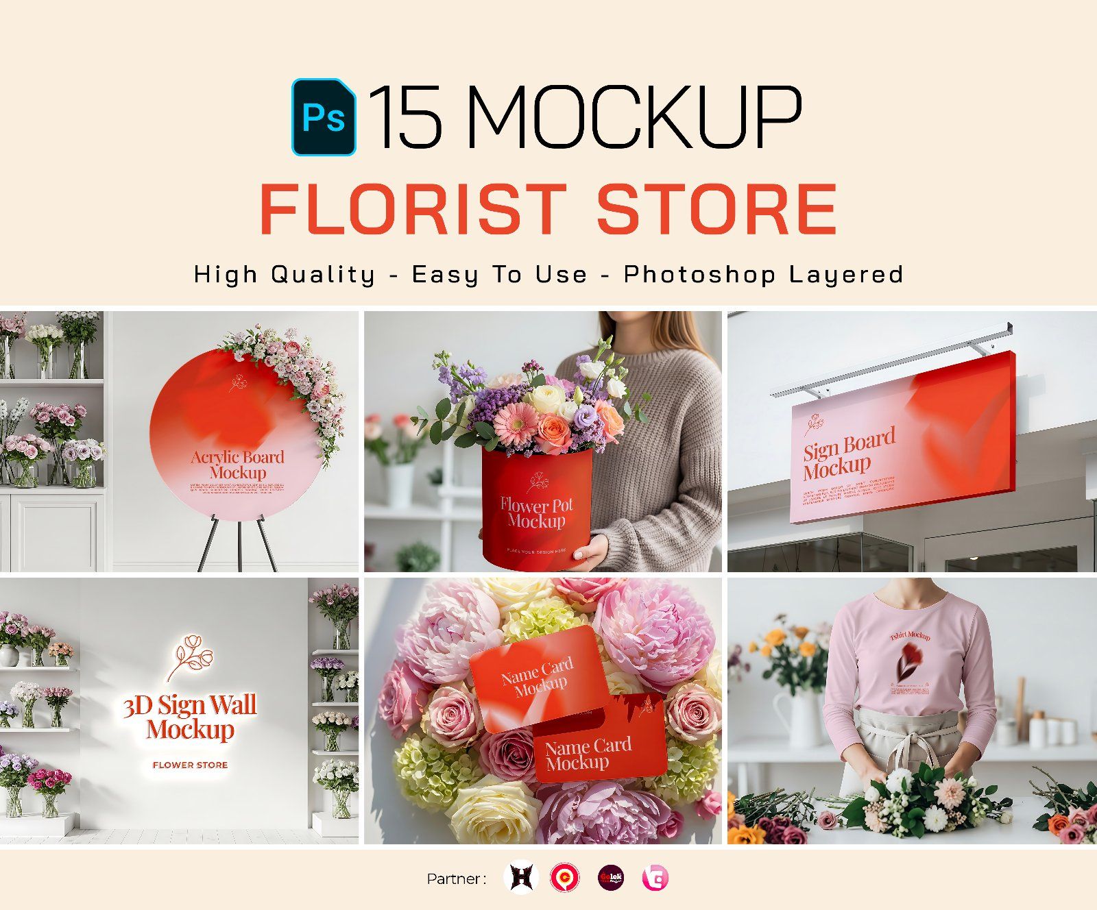 Premium Branding Red Florist Store Mockup — image 1