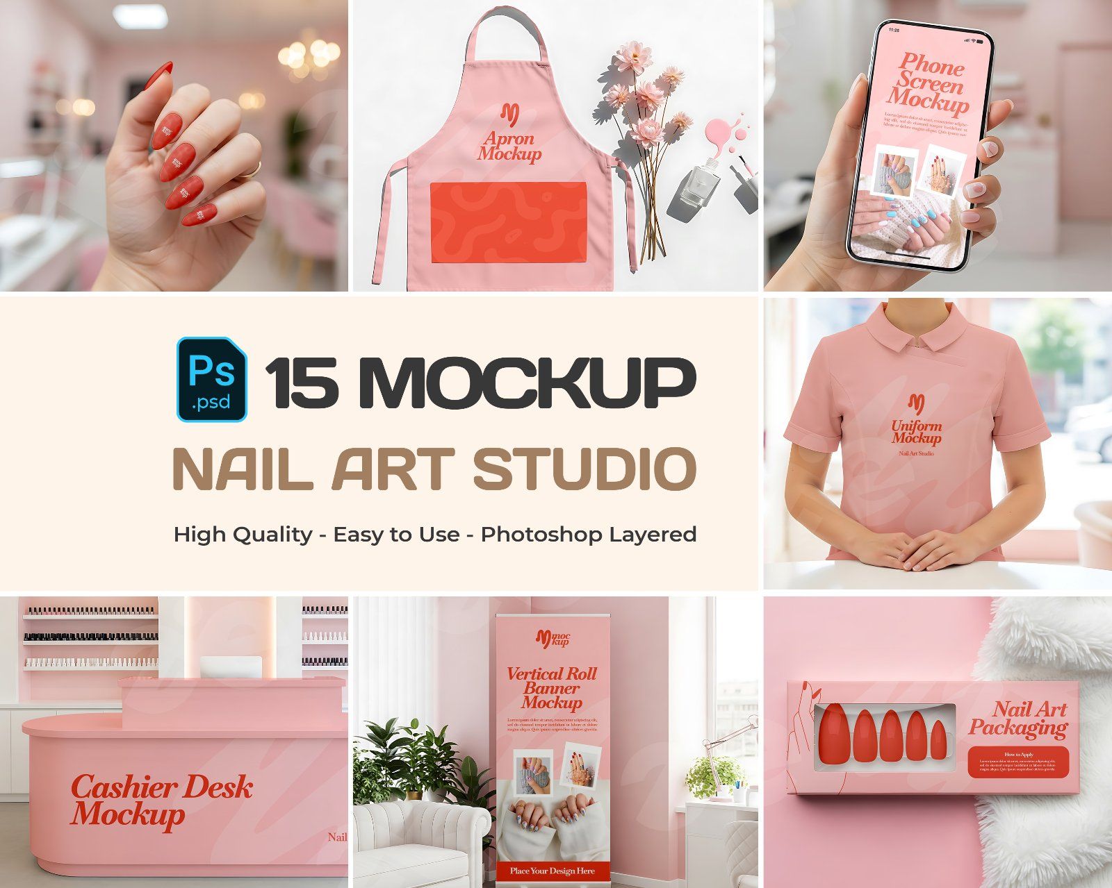 Nail Art Studio Mockup Bundle – 15 PSD Templates for Beauty Salon & Manicure Branding — image 1