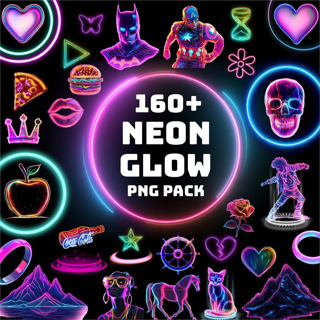 160 Neon PNG Pack, Glow Png Pack, Neon PNG, Neon Effects, Glow Effects, Neon Circle, Teleport png, — image 1