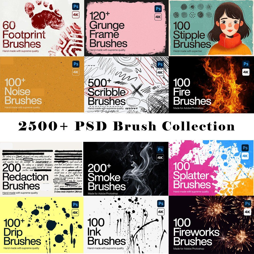 2500+ Photoshop Brushes - Mega Bundle For photoshop ,brush bundle ,  Full Shop Bundle,   All In One — image 1