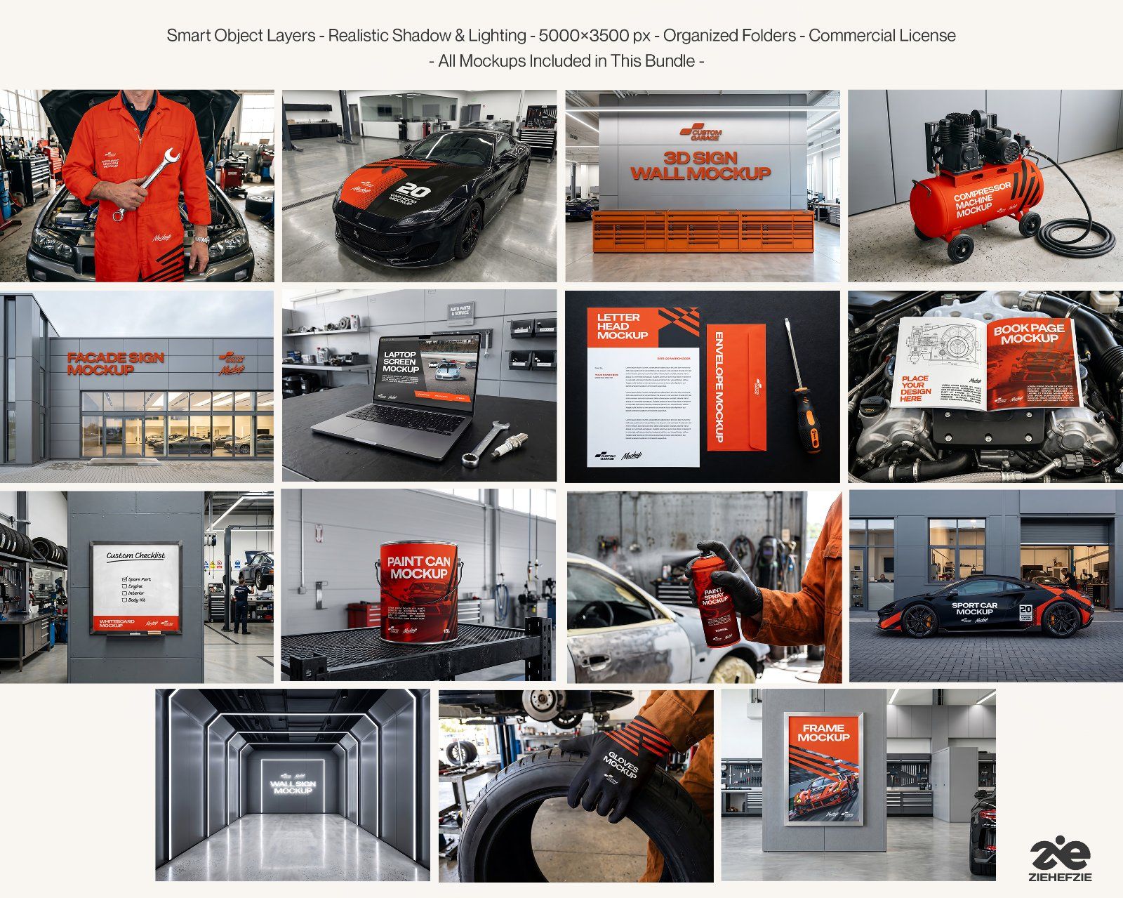 Ultimate Car Modification Shop Branding Mockup Bundle – 15 Premium PSD Scenes for Automotive & Tunin — image 2