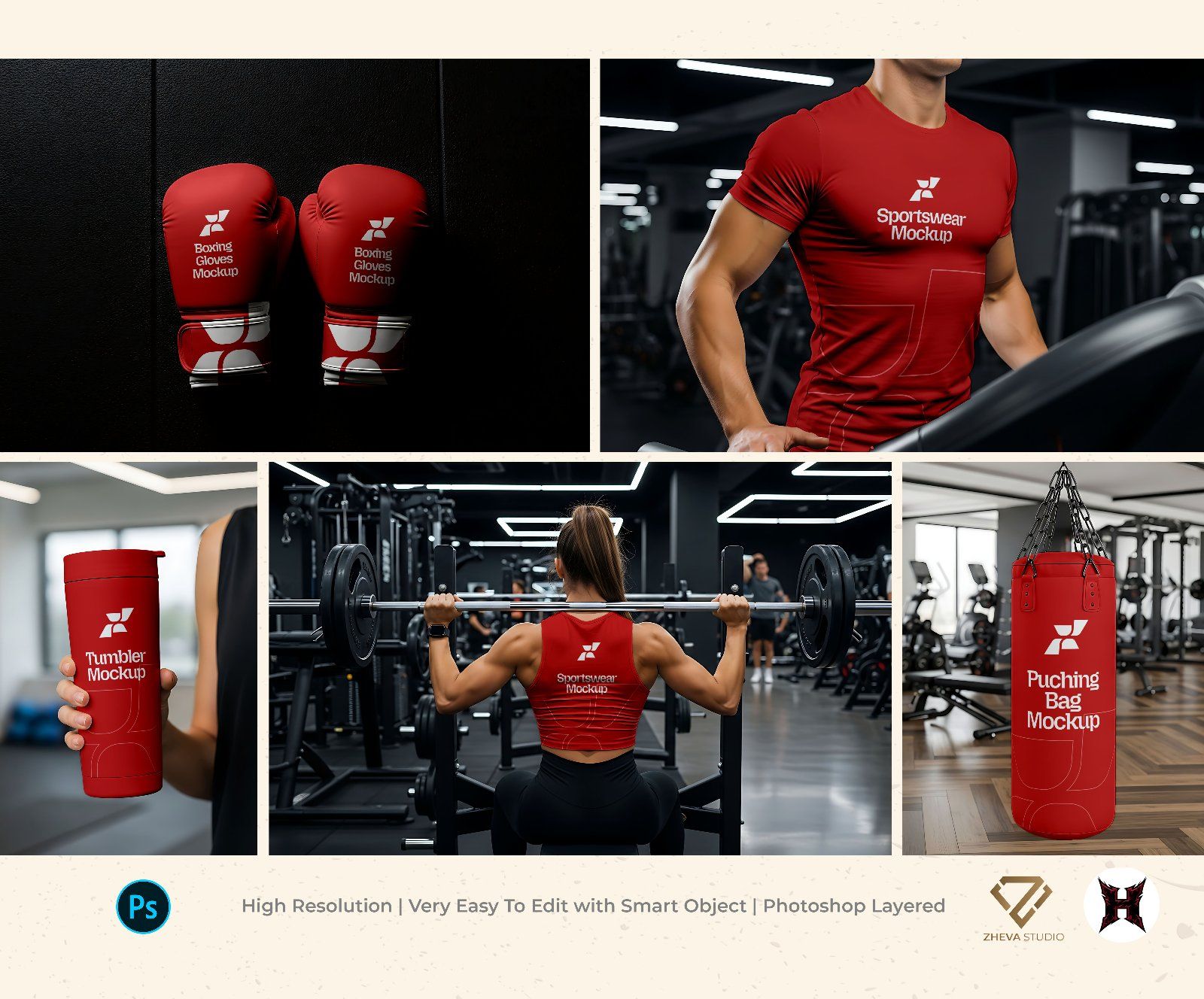 Premium Branding Red Gym Mockup — image 1