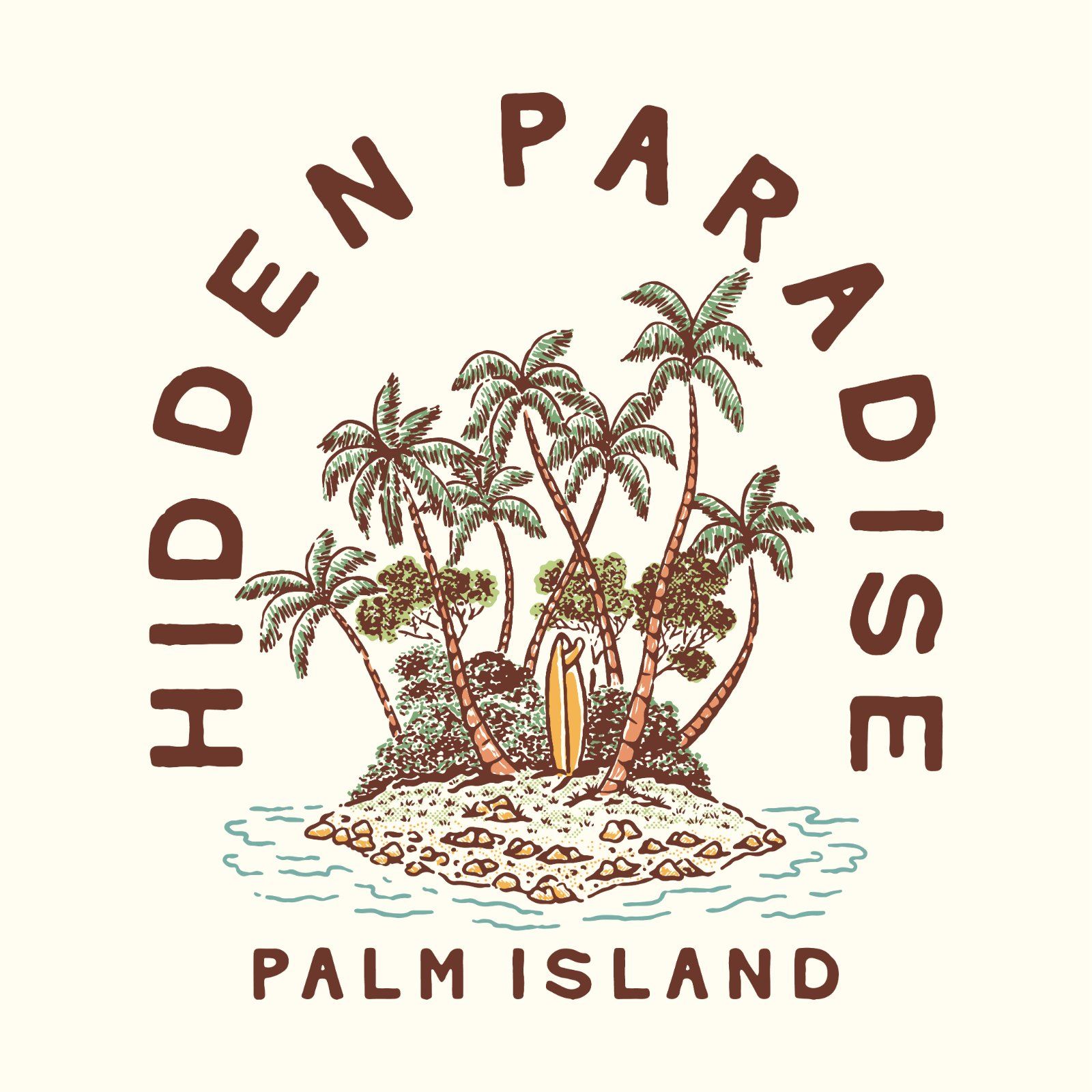 Hidden Paradise Palm Island Vintage Illustration | Tropical Beach Vector Design — image 4