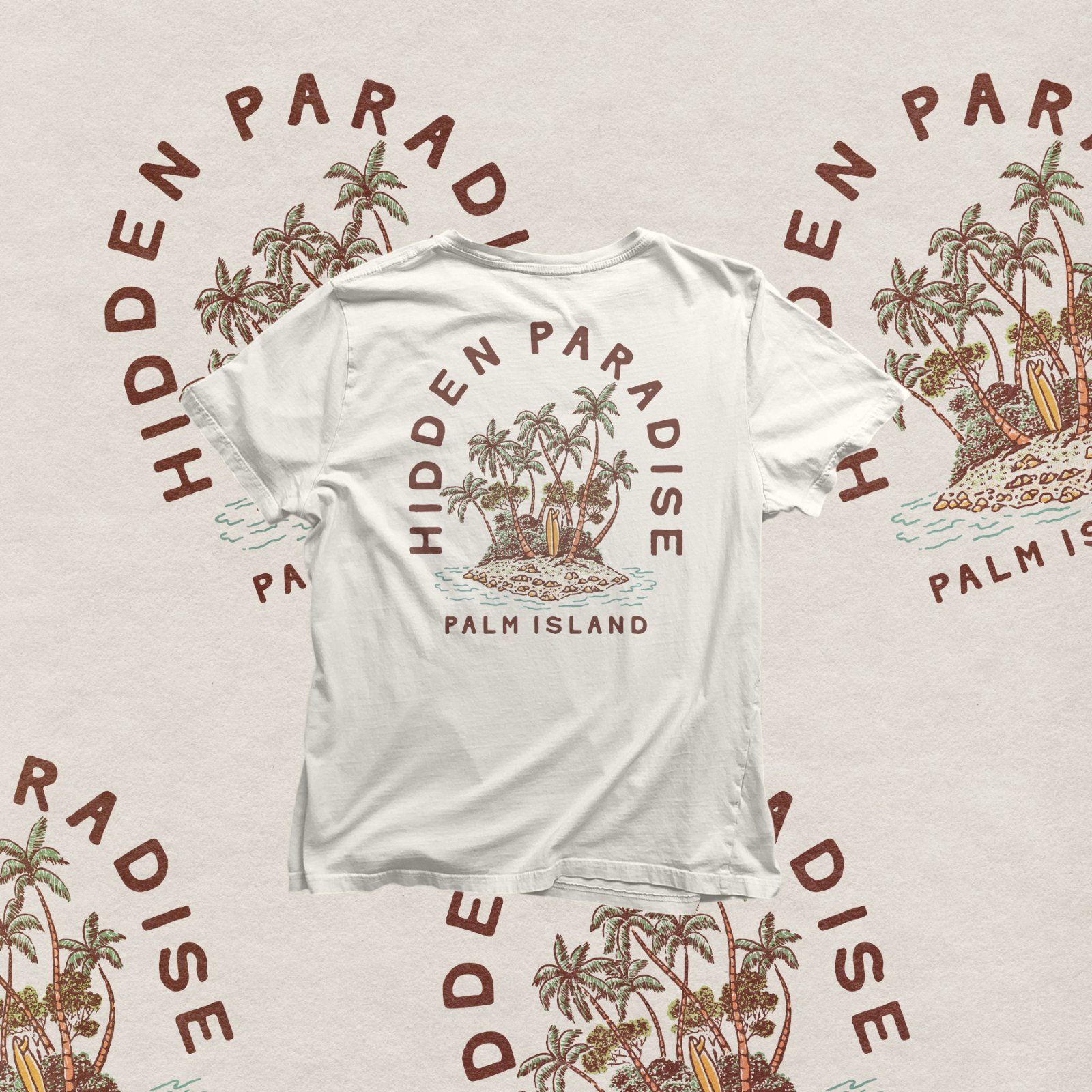 Hidden Paradise Palm Island Vintage Illustration | Tropical Beach Vector Design — image 2