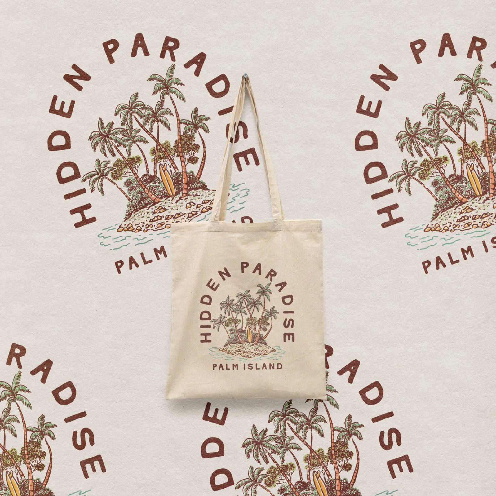 Hidden Paradise Palm Island Vintage Illustration | Tropical Beach Vector Design — image 3