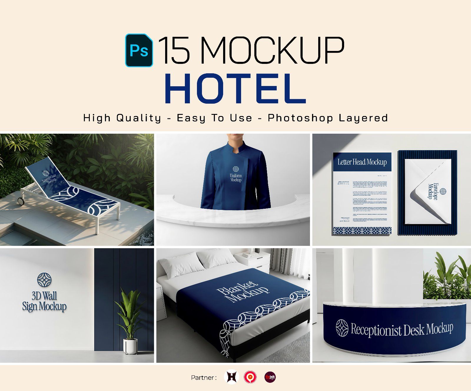 Premium Branding Blue Hotel Mockup — image 1