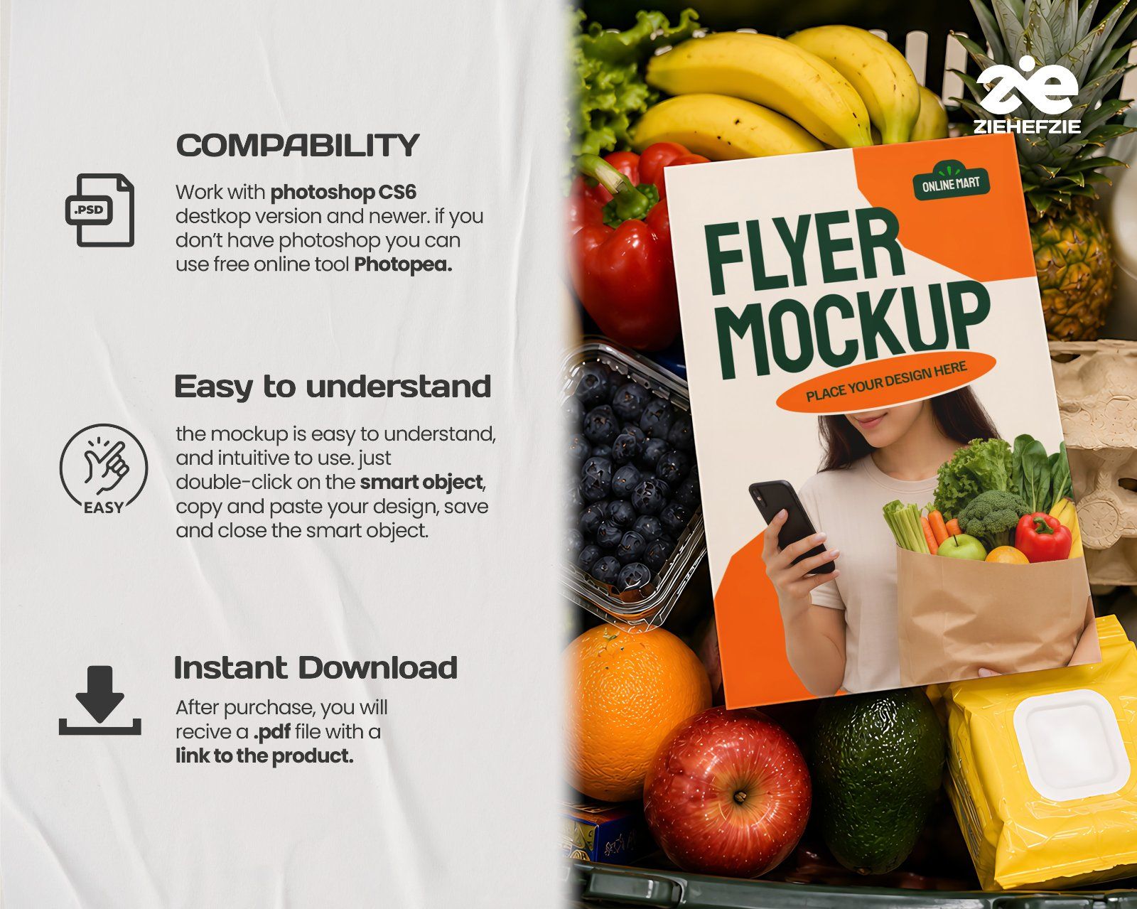Premium Online Groceries Branding Mockup Bundle – 15 Fresh PSD Scenes for Supermarket Delivery — image 5