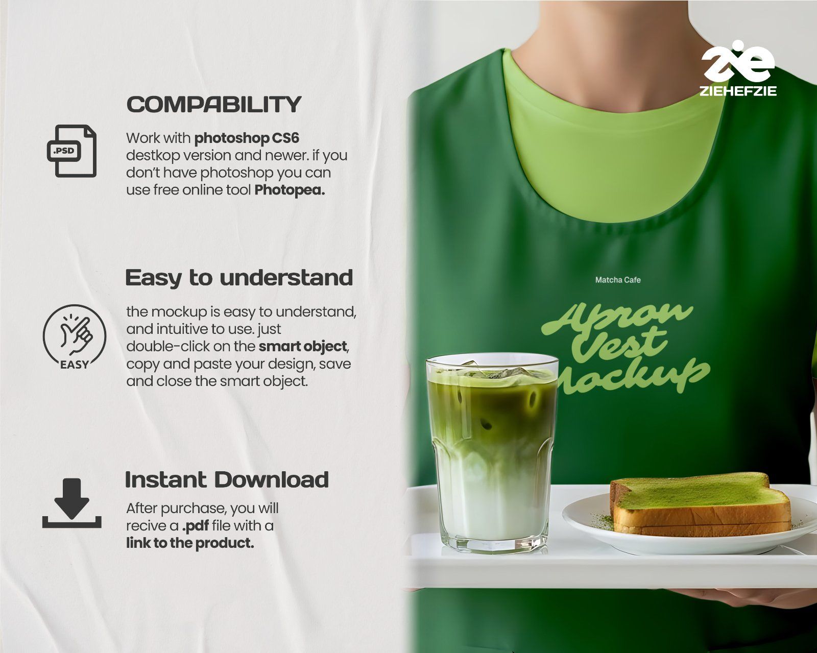 Matcha Cafe Mockup Bundle PSD – Cafe Branding & Packaging Presentation — image 5