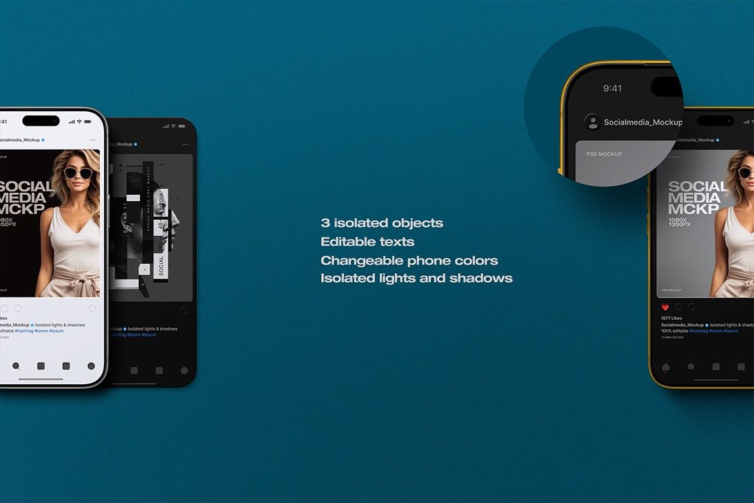 Instagram Post Mockup – App Screens & iPhone 17 (3 Objects) — image 2