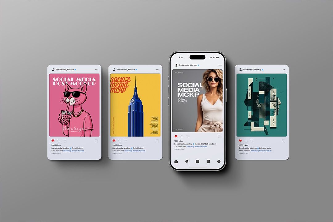 Instagram Post Mockup Set + iPhone 17 (4 Objects) — image 1