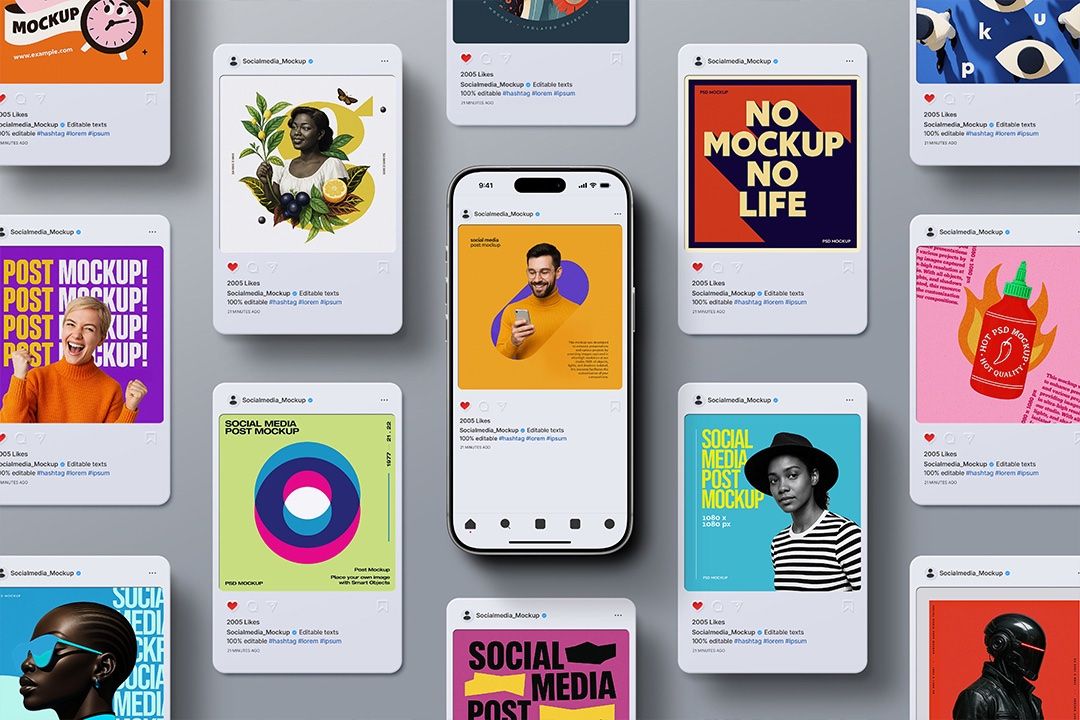 Instagram Post Mockup Set + iPhone 17 (13 Objects) — image 1