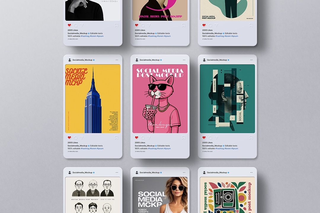 Instagram Post Mockup – Social Media (9 Objects) — image 1