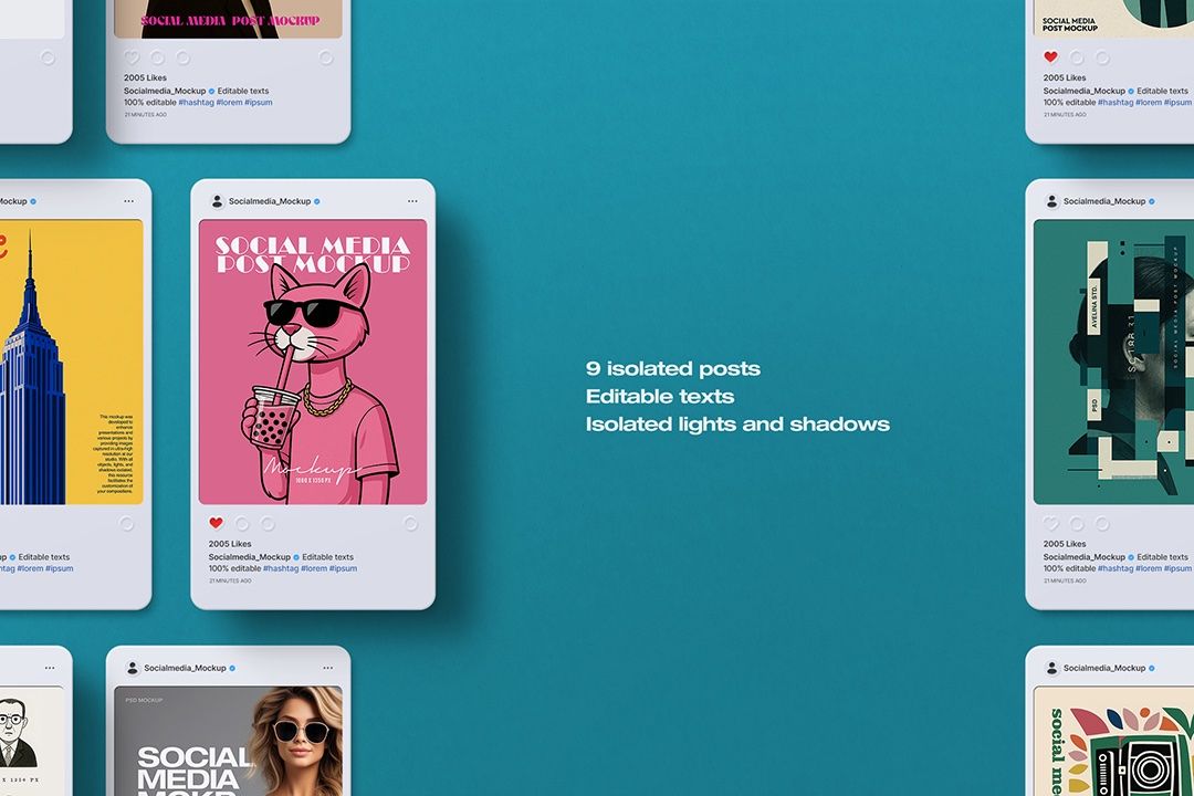 Instagram Post Mockup – Social Media (9 Objects) — image 2