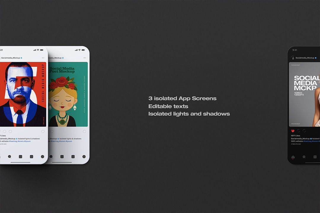 Instagram Post Mockup – Social Media App Screens (3 Objects) — image 2