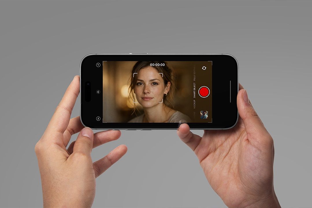 iPhone Mockup - Hands Holding Horizontal Phone — image 1