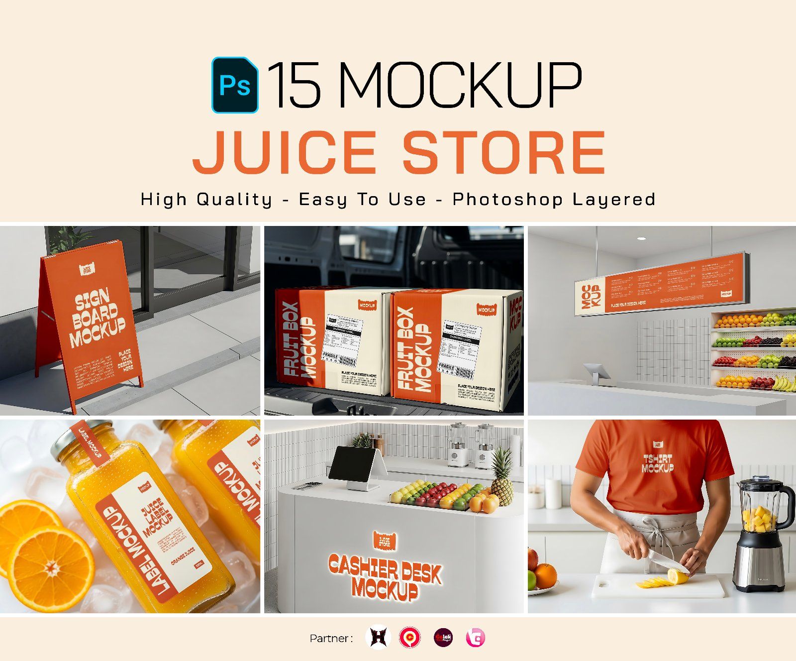Premium Branding Orange Juice Store Mockup — image 1