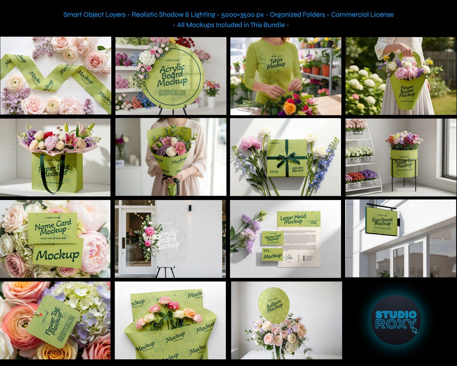 Premium Decorative Flower Shop Branding Mockup Bundle – 15 Aesthetic PSD Scenes for Florist Identity — image 2
