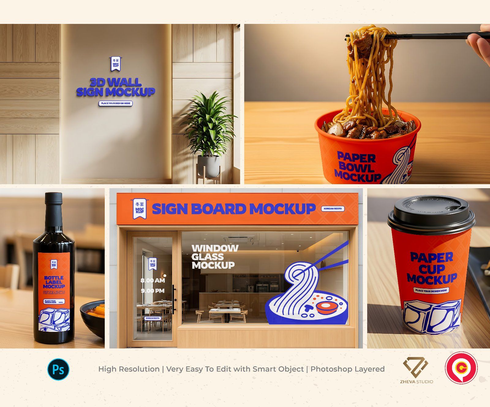 Premium Branding Red Korean Restaurant Mockup — image 1
