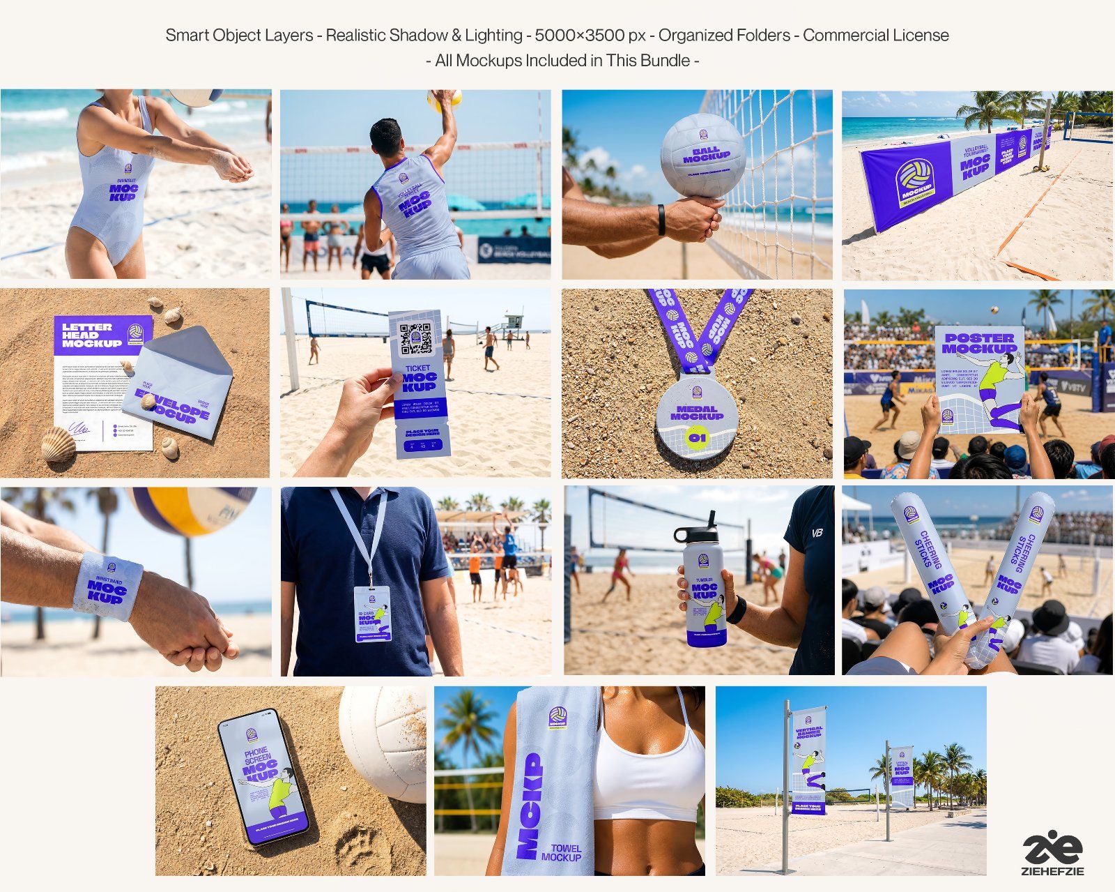 Premium Beach Volley & Summer Sports Branding Mockup Bundle – 15 Aesthetic PSD Scenes for Athletic I — image 2