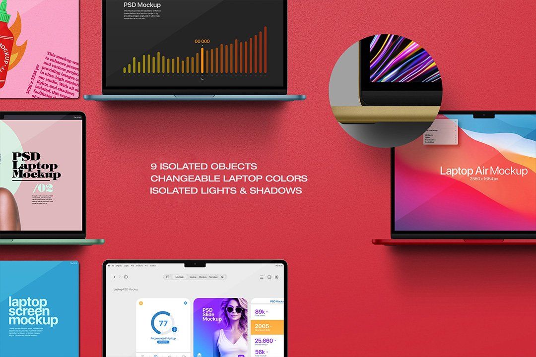 Laptop Mockup – MacBook Air Screen Set (9 Objects) — image 2
