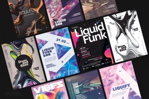 Liquid Funk Party Flyers Bundle