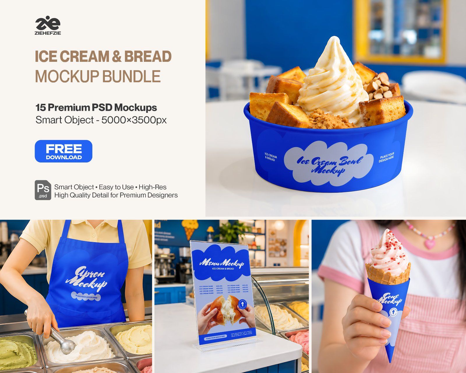 Premium Ice Cream & Bakery Branding Mockup Bundle – 15 Sweet PSD Scenes for Dessert Cafes, Food Pack — image 5