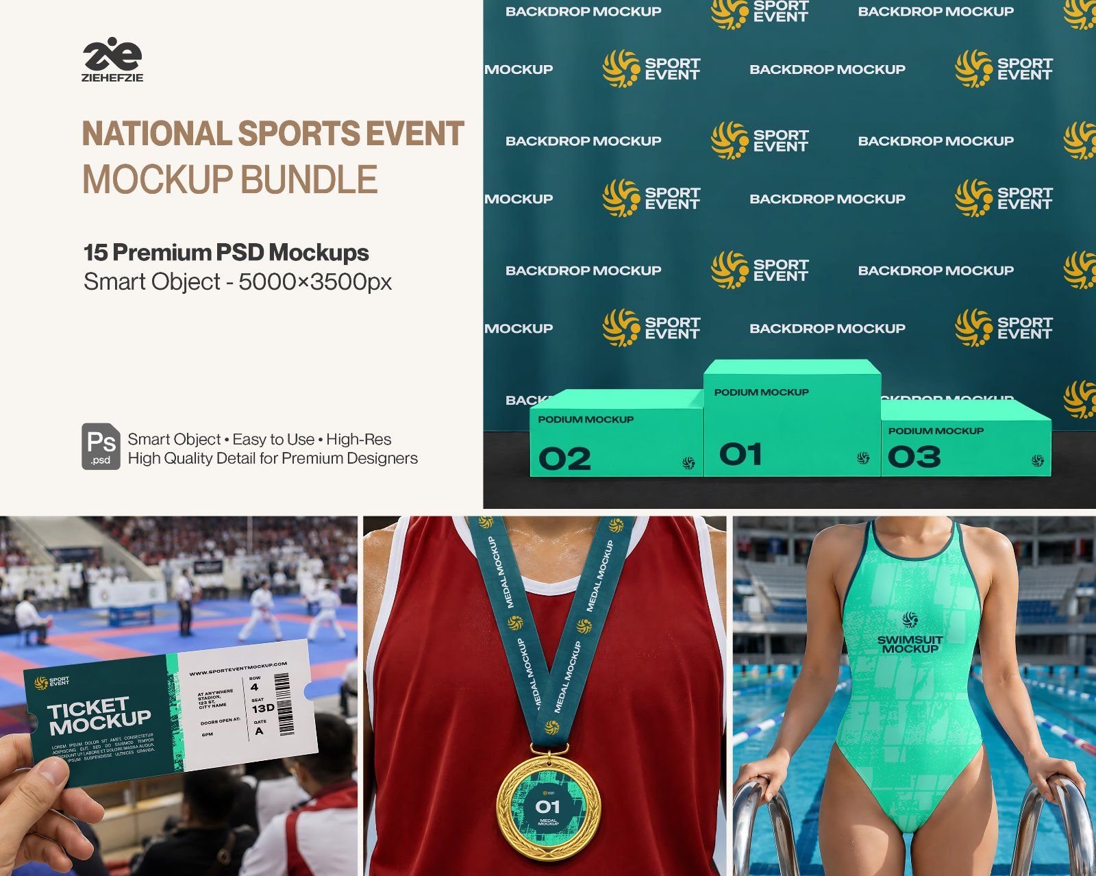 Premium National Sports Event Mockup Bundle – 15 Championship PSD Scenes for Athletic Tournaments, W — image 1