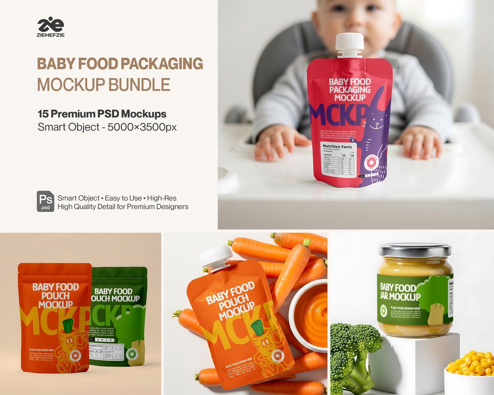 15 Premium Baby Food Packaging PSD Mockup Bundle For Branding — image 1