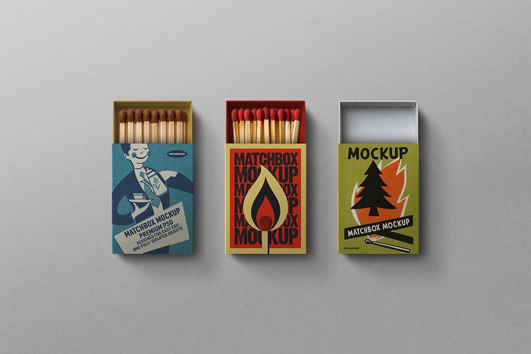 Matchbox Mockup – Flat-Lay (3 Objects) — image 1