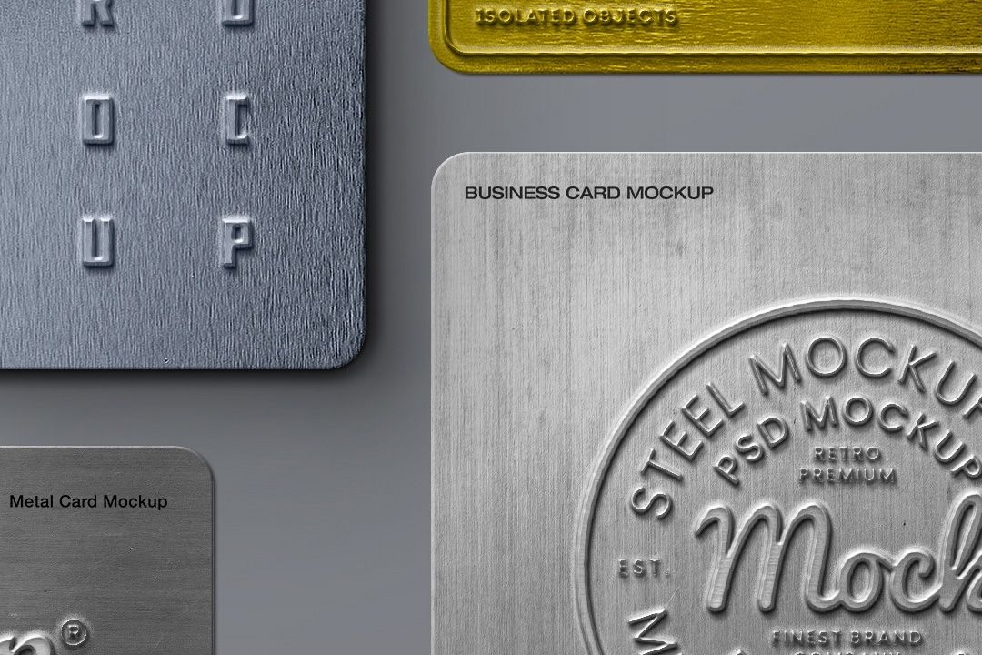 Business Card Mockup - Metal Cards Flat-Lay (7 Objects) — image 3